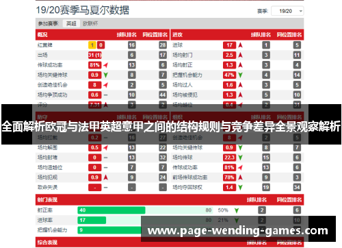 全面解析欧冠与法甲英超意甲之间的结构规则与竞争差异全景观察解析
